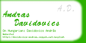 andras davidovics business card